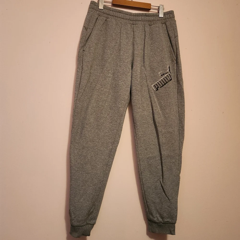PUMA Essentials Mens Big Logo Gray Sweatpants Size L - Picture 2 of 5